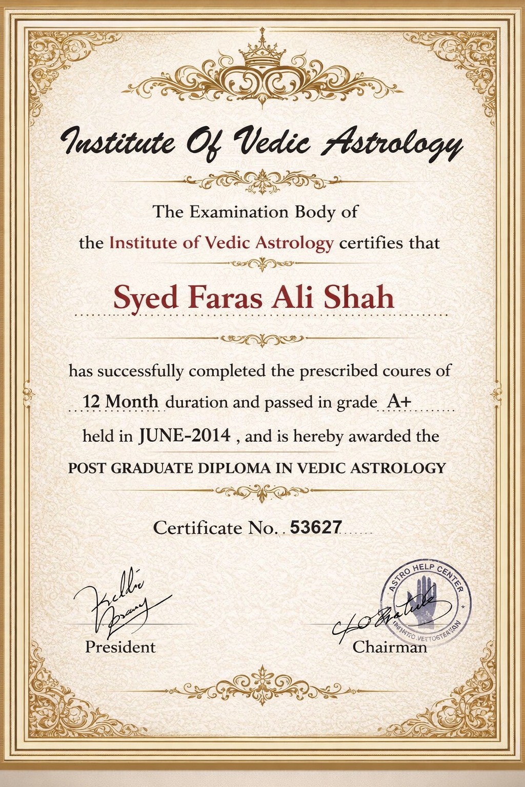 Post Graduate Diploma in Vedic Astrology - Institute of Vedic Astrology
